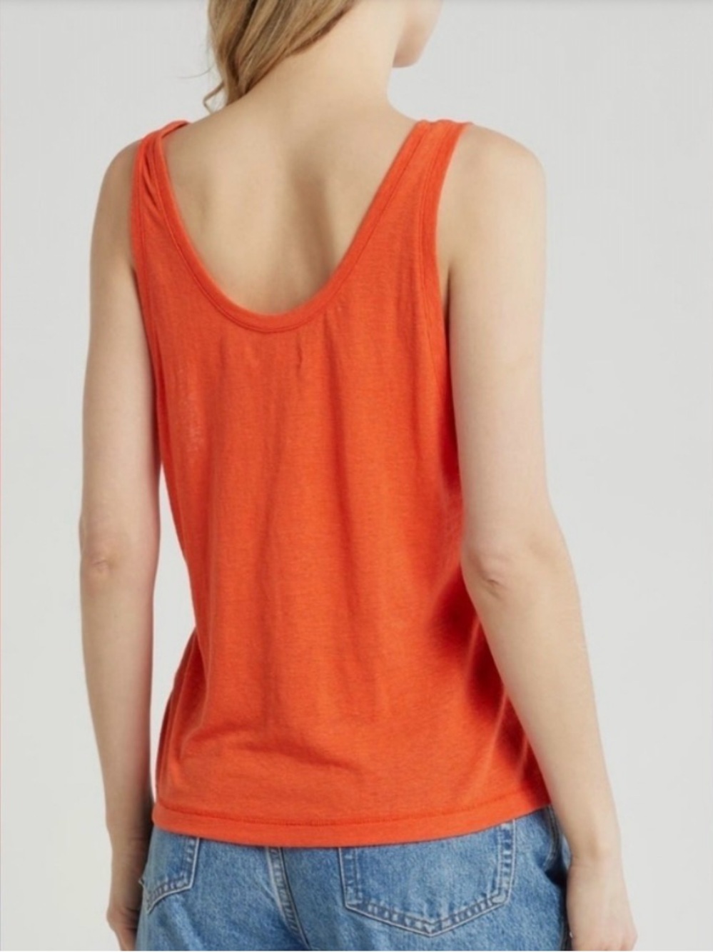 Madewell Linen Blend Scoop Neck Tank Top in Orange, NWT, Women’s Medium - Picture 2 of 3